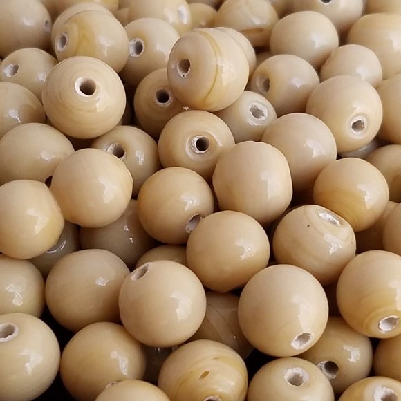 95+ Cream Beige Ceramic BEADS Round 10 mm bundle set lot - Picture 3 of 7